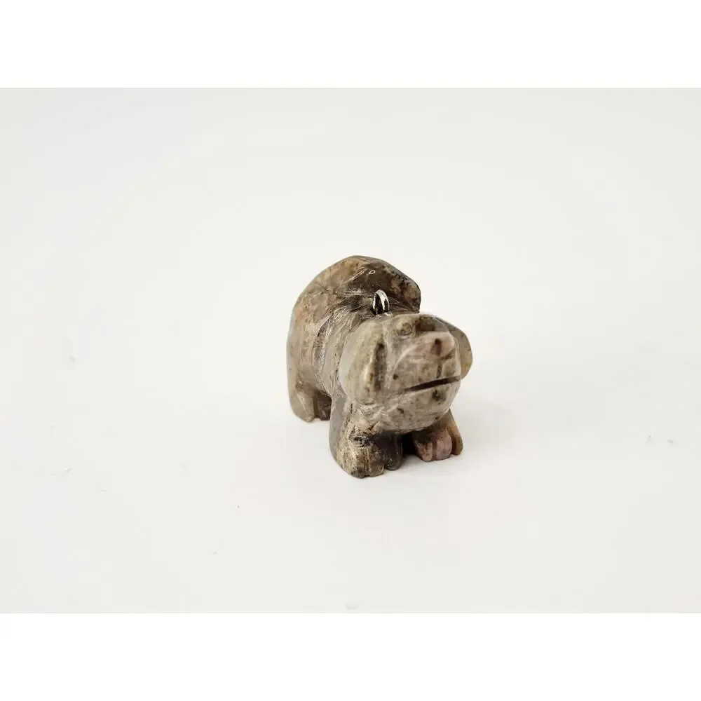 Miniature Carved Soapstone Dog Pendant / Charm